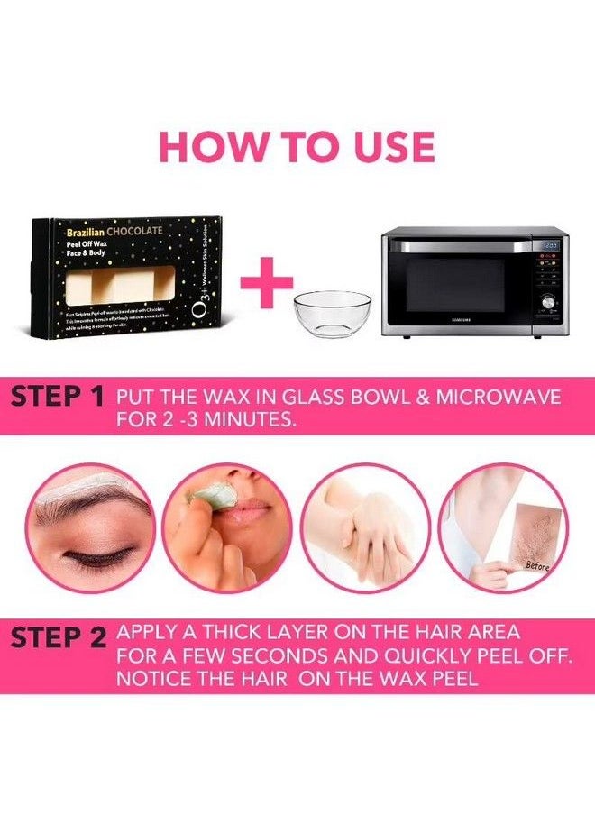 O3+ - Brazilian Chocolate Peel Off Wax Professional Body Face Arm Legs Hair Removal Wax For All Skin Type (165 G) - Image 1