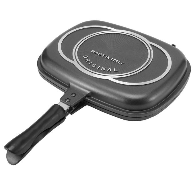 DOUBLESIDED FRYING PAN 32CM126IN BBQ GRILL PAN DOUBLE SIDE PRESSURE COOKING GRILL PAN PORTABLE GRILL POT FOR HOME COOKING ANTIBURN HANDLE GRILL COOKWARE KITCHEN SUPPLIES
