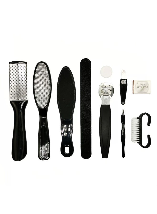 10 pcs Foot Care Kit  – Premium Metal Surface Tools for Easy Callus Removal, Stainless Steel Files – Best Foot Care Pedicure Set(Black) - Image 1