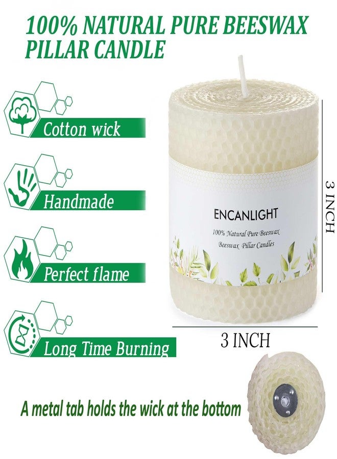 ENCANLIGHT White Roll 2packs Bee swaxs Pillar Candles,Honeycamb Pillar Candle Set of 2 - Dripless and Smokeless,Approx 30 Hours Hurn for Home Decor,Party Wedding, Dinner - Image 2