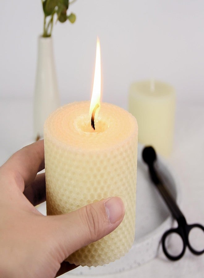 ENCANLIGHT White Roll 2packs Bee swaxs Pillar Candles,Honeycamb Pillar Candle Set of 2 - Dripless and Smokeless,Approx 30 Hours Hurn for Home Decor,Party Wedding, Dinner - Image 4