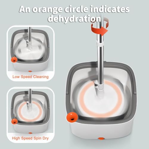 Tikaa Atok Spin Mop and Bucket with M16 Self Separation Dirty and Clean Water System with 2Pads Self Wringing 360 Rotating Clean MopHead and Bucket Set for Hardwood Tile Marble Floors MopGrey - Image 5