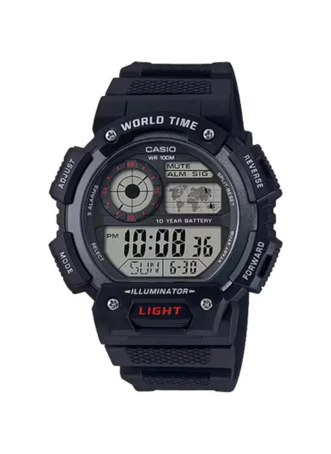 كاسيو Men's Digital Display Watch With Black Resin Strap - AE-1400WH-1A