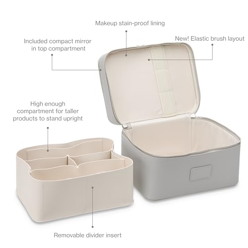 ETOILE - Duo Vanity Case Grey - Large Functional Travel Makeup Bag Organizer with Removable Divider & Mirror - Image 4