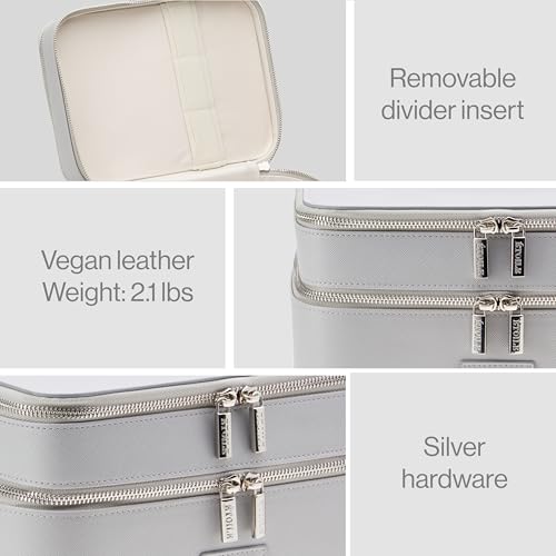 ETOILE - Duo Vanity Case Grey - Large Functional Travel Makeup Bag Organizer with Removable Divider & Mirror - Image 3