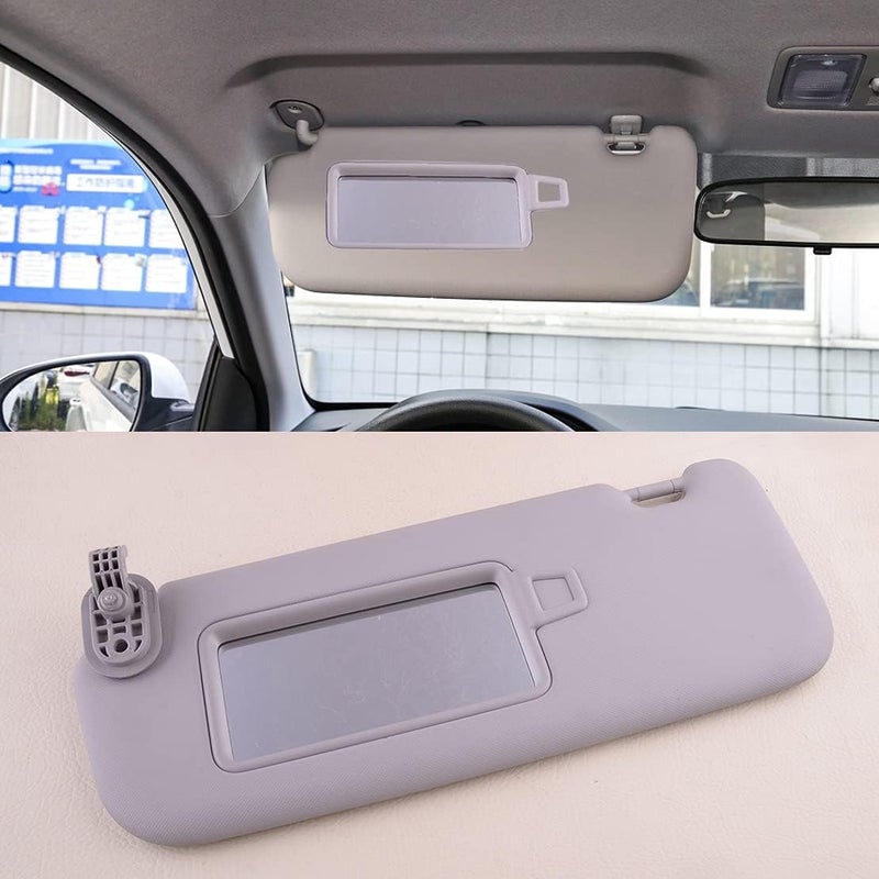 QASULER Gray Car Sun Visor with Makeup Mirror - Image 5
