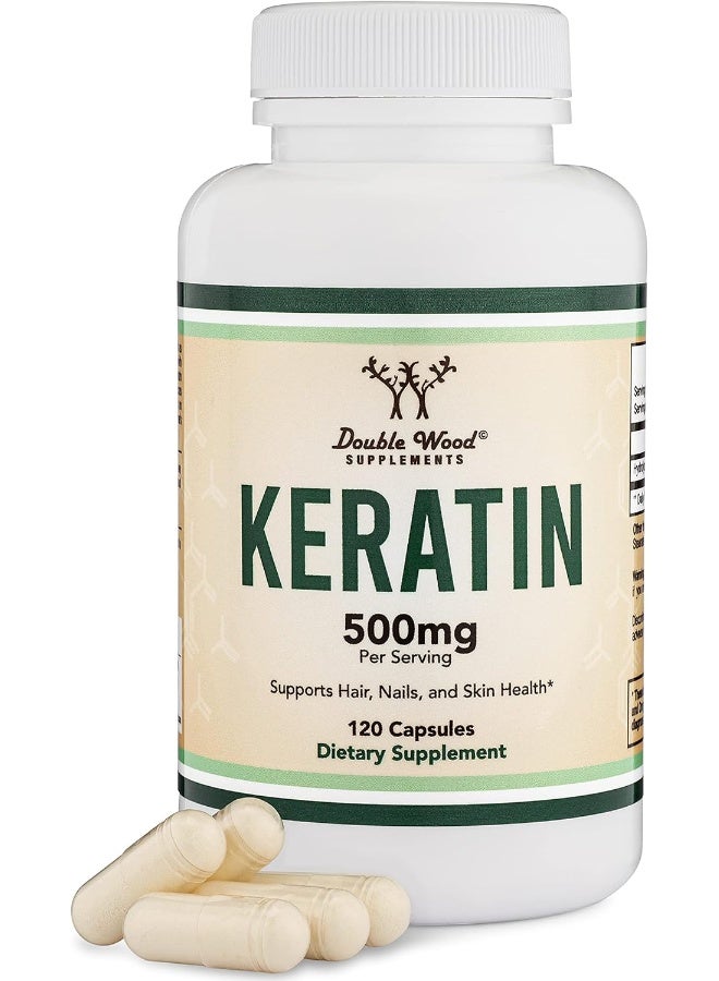 Double Wood Supplements Keratin Hair Growth Vitamin (500mg per Serving, 120 Pills) Keratin Hair Treatment for Men and Women (Vital Protein for Hair, Skin, and Nails) by Double Wood Supplements - Image 1