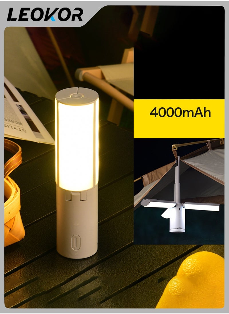 LEOKOR LED Camping Lantern,Rechargeable Camping Lamp,with 3 Light Modes,Freefolding Outdoor Camping Lights,Dustproof 4000mAh Large Capacity For Outdoor,Hiking,Fishing  - Image 1