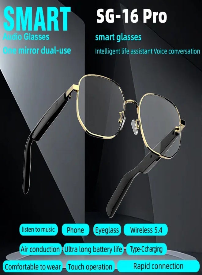 SG-16 Pro Smart Audio Glasses | Hi-Fi Stereo Bluetooth 5.4 Smart Glasses with Touch Control, Built-in Microphone, 360° Surround Sound, Voice Assistant  Type-C Fast Charging – Wireless Eyewear for Music, Calls, Sports  Driving - Image 2