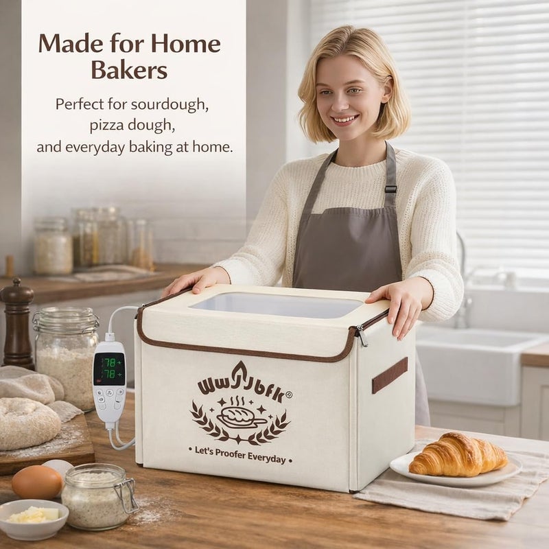 Wwyybfk Bread Proofing Box Foldable Dough Proofer Box with 68-131℉ Temp Control & 99H Timer for Sourdough, Bread Baking, Pizza, Yogurt, Kombucha, Space-Saving & 6-Layer Fabric - Image 2
