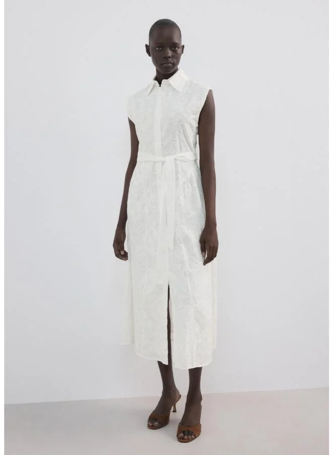 Embroidered belt dress
