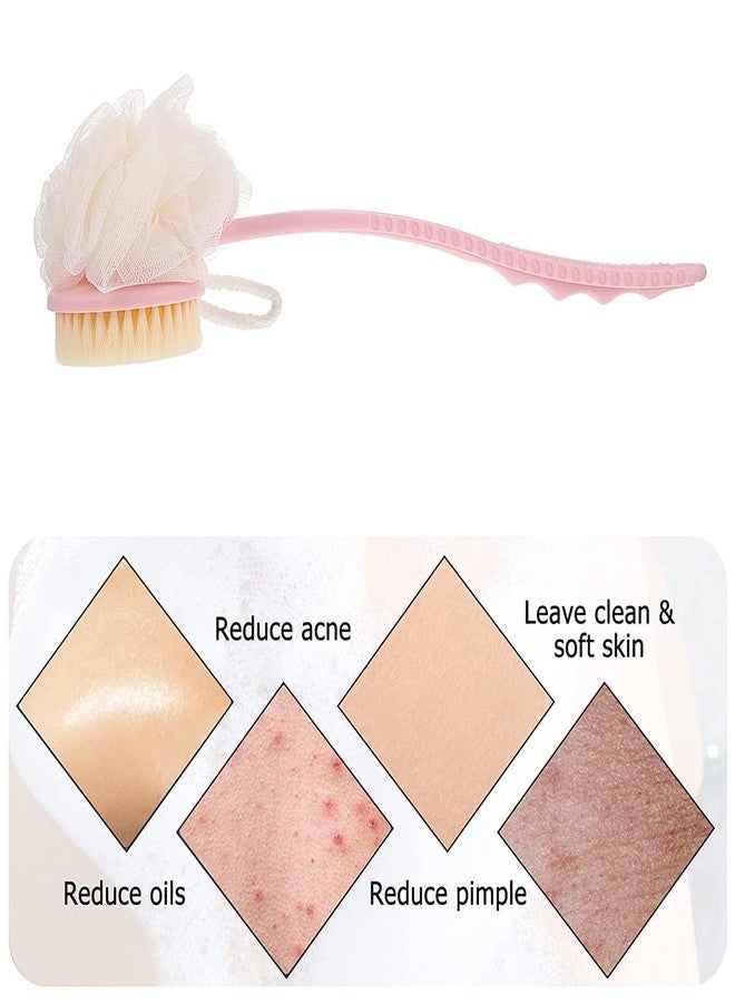Lebami 2-in-1 Back Body Brush with Long Handle - Dual-Sided Loofah & Bristle Bath Scrubber for Shower, Dry Brushing, Skin Exfoliation, Cellulite Massage | Wet & Dry Use | Multi-Color - Image 2