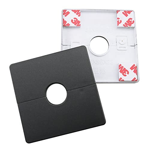 JianLing Wall Split Flange JianLing 2pcs Black Plastic Square Escutcheon Plates with 0.86" Diameter Hole Wall-mounted Water Pipe Cover Silver Tone Shower Faucet Decorative Cover - Image 3
