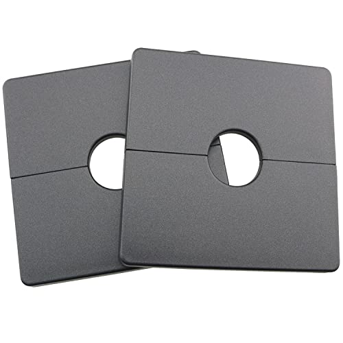 JianLing Wall Split Flange JianLing 2pcs Black Plastic Square Escutcheon Plates with 0.86" Diameter Hole Wall-mounted Water Pipe Cover Silver Tone Shower Faucet Decorative Cover - Image 1
