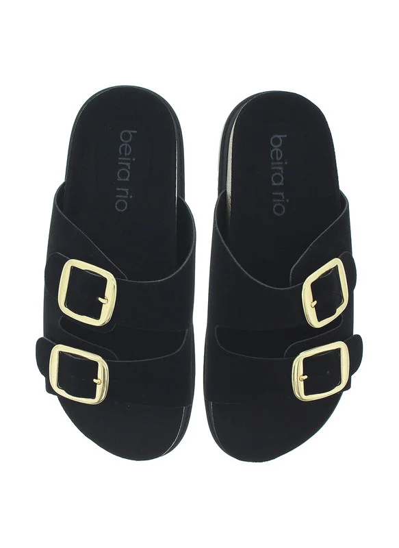 Beira Rio BLACK Beira Rio Ladies Flat Sandals Black | Made In Brazil for Women | Best Price UAE