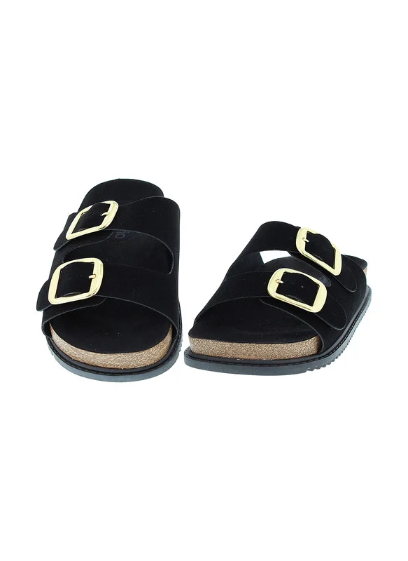 Beira Rio BLACK Beira Rio Ladies Flat Sandals Black | Made In Brazil for Women | Best Price UAE
