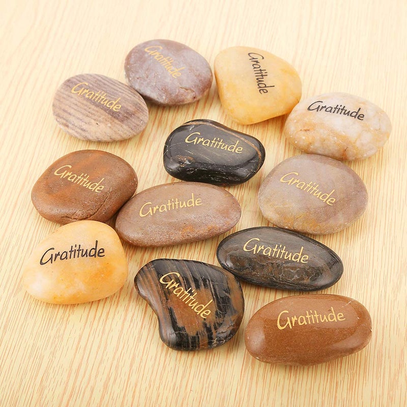 ROCKIMPACT 12pcs Gratitude Inspiration Rock Engraved Pocket Stone Natural River Rock Word Stone Bulk Lot Gratitude Stones (Pack of 12, Gratitude Rocks) - Image 5