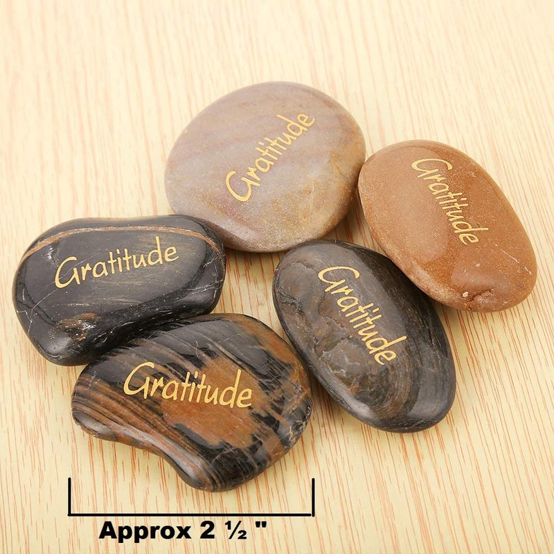 ROCKIMPACT 12pcs Gratitude Inspiration Rock Engraved Pocket Stone Natural River Rock Word Stone Bulk Lot Gratitude Stones (Pack of 12, Gratitude Rocks) - Image 3