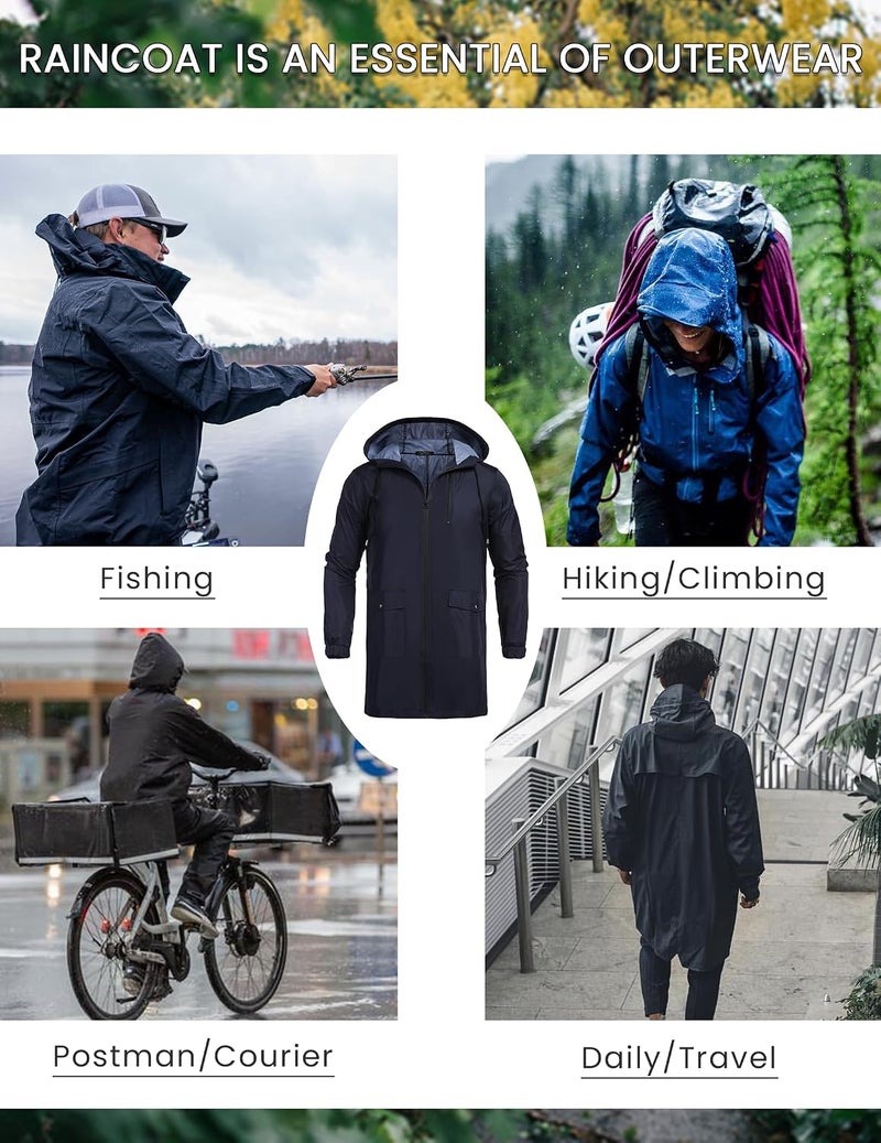 COOFANDY Men's Waterproof Hooded Rain Jacket - Lightweight Windproof Outdoor Raincoat - Image 4