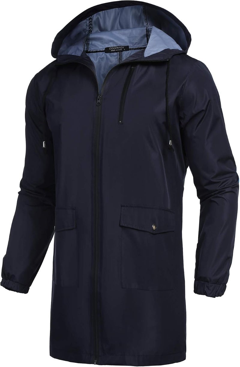 COOFANDY Men's Waterproof Hooded Rain Jacket - Lightweight Windproof Outdoor Raincoat - Image 1
