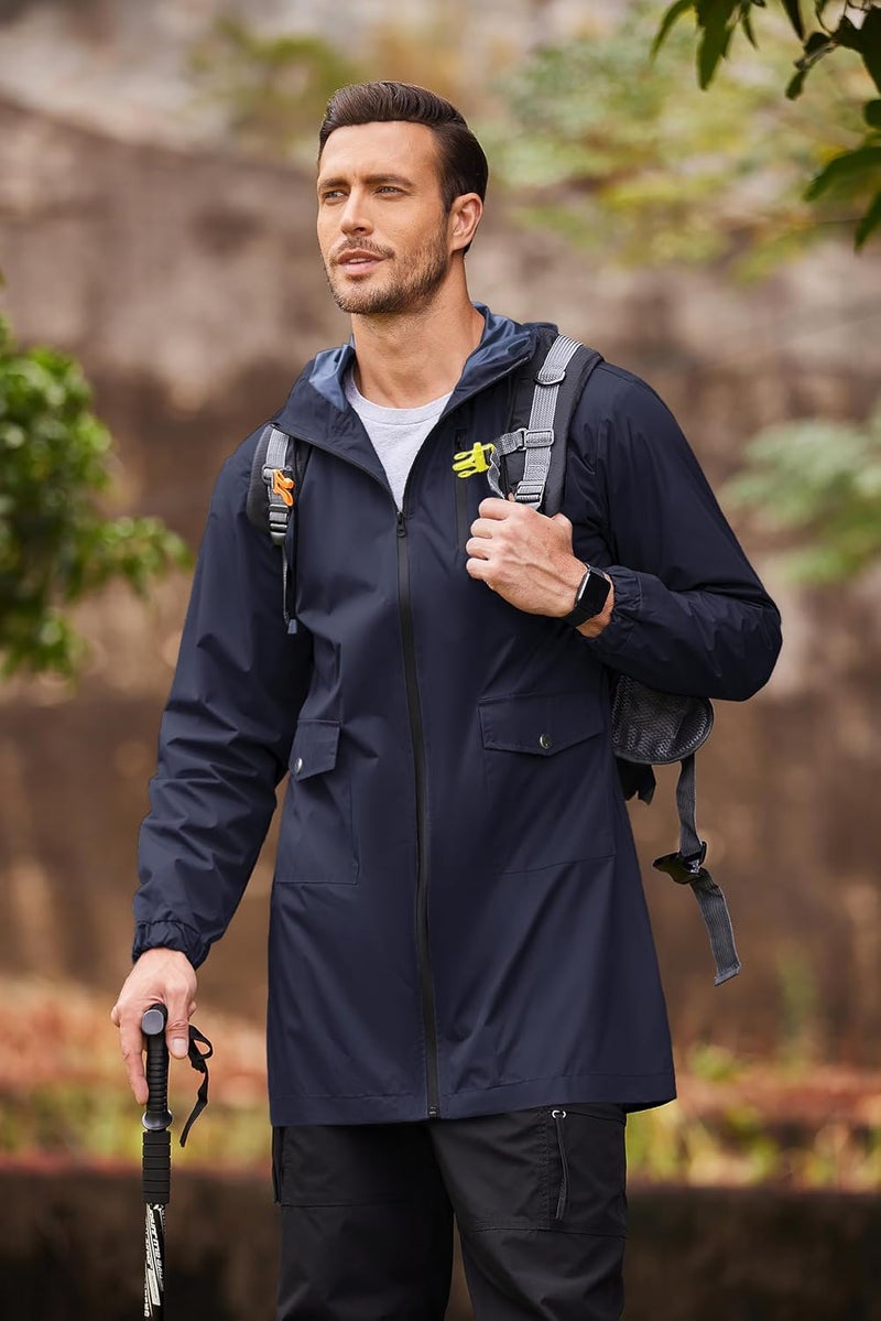 COOFANDY Men's Waterproof Hooded Rain Jacket - Lightweight Windproof Outdoor Raincoat - Image 2