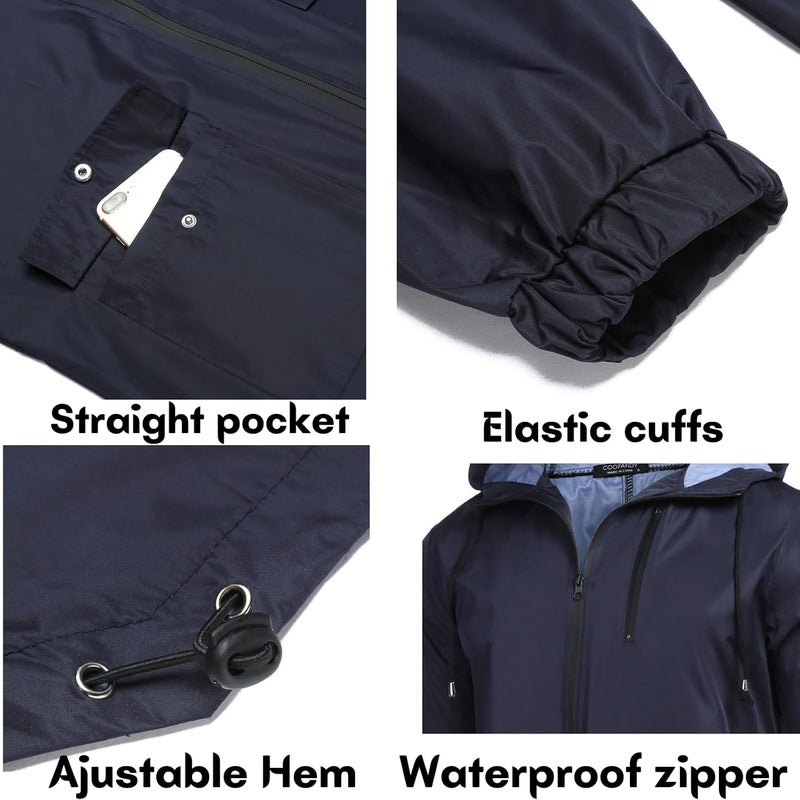 COOFANDY Men's Waterproof Hooded Rain Jacket - Lightweight Windproof Outdoor Raincoat - Image 5