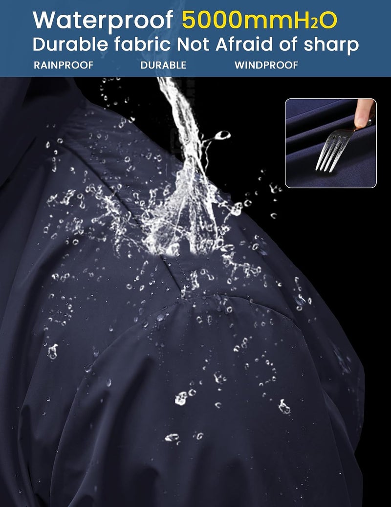 COOFANDY Men's Waterproof Hooded Rain Jacket - Lightweight Windproof Outdoor Raincoat - Image 3