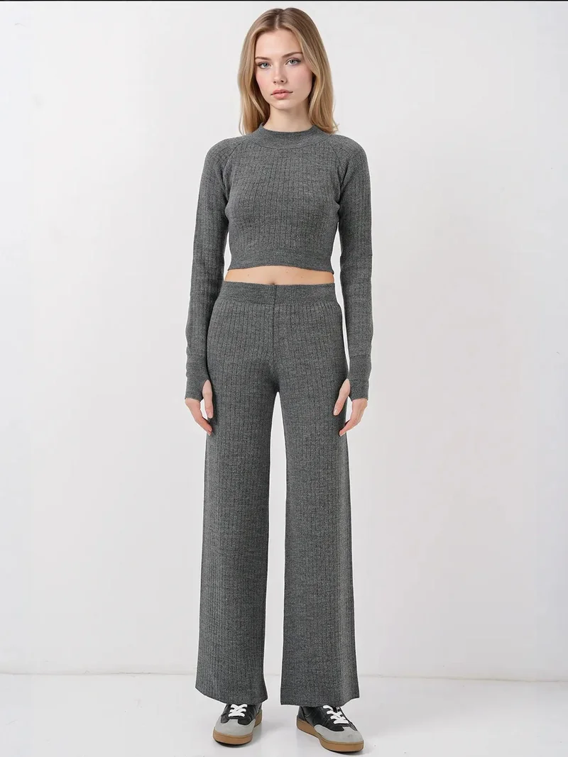 BIG DART BDART Knit Crop and Wide Leg Pants Knitwear Set