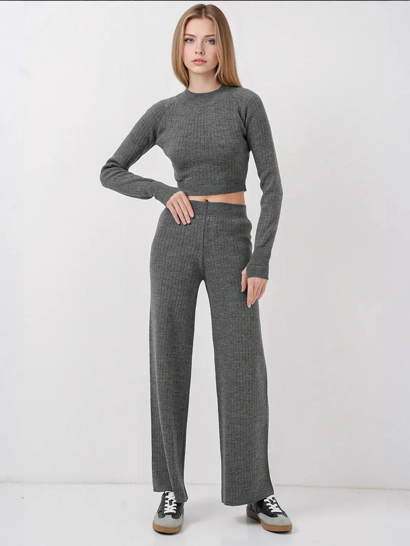 BDART Knit Crop and Wide Leg Pants Knitwear Set