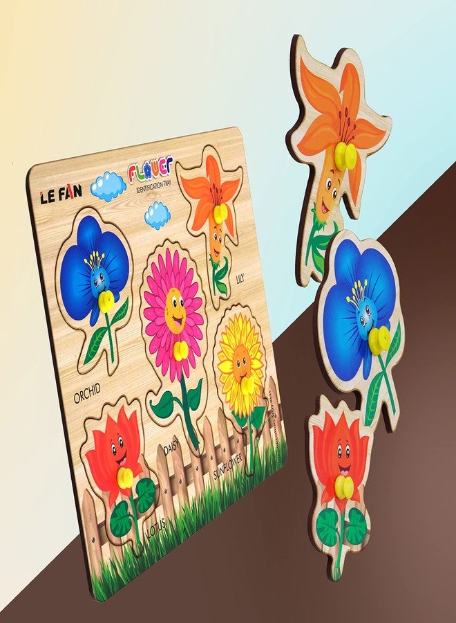 Lefan® Kids Fort Pre Nursery Educational Jigsaw Puzzles for Adults Kids Learning Toys Kit Board Game 2 pcs Set of Animals & Flower Educational Toy - Image 5
