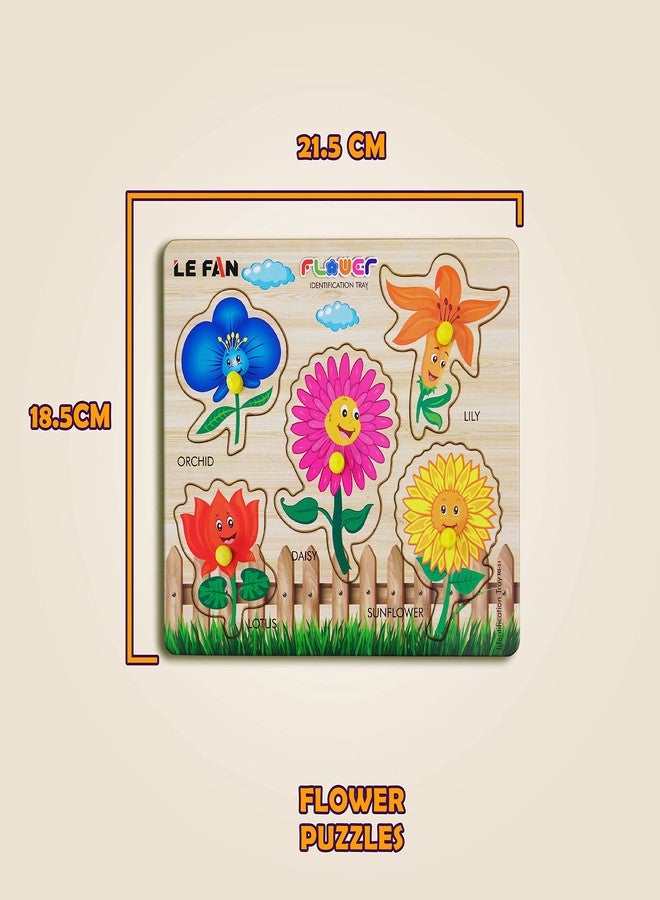 Lefan® Kids Fort Pre Nursery Educational Jigsaw Puzzles for Adults Kids Learning Toys Kit Board Game 2 pcs Set of Animals & Flower Educational Toy - Image 3