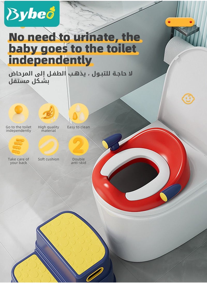 Bybeo - مقعد تدريب على المرحاض للبنين والبنات والأطفال الصغار ومقاعد قطار المرحاض مع وسادة ناعمة قابلة للفصل ومقبض قوي ومسند ظهر - Image 1