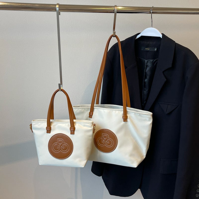 High-End Nylon Large Bag For Women Fashion Color-Blocking Tote Bag Textured Underarm Commuter Bag - Image 1