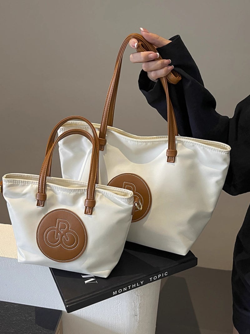 High-End Nylon Large Bag For Women Fashion Color-Blocking Tote Bag Textured Underarm Commuter Bag - Image 3