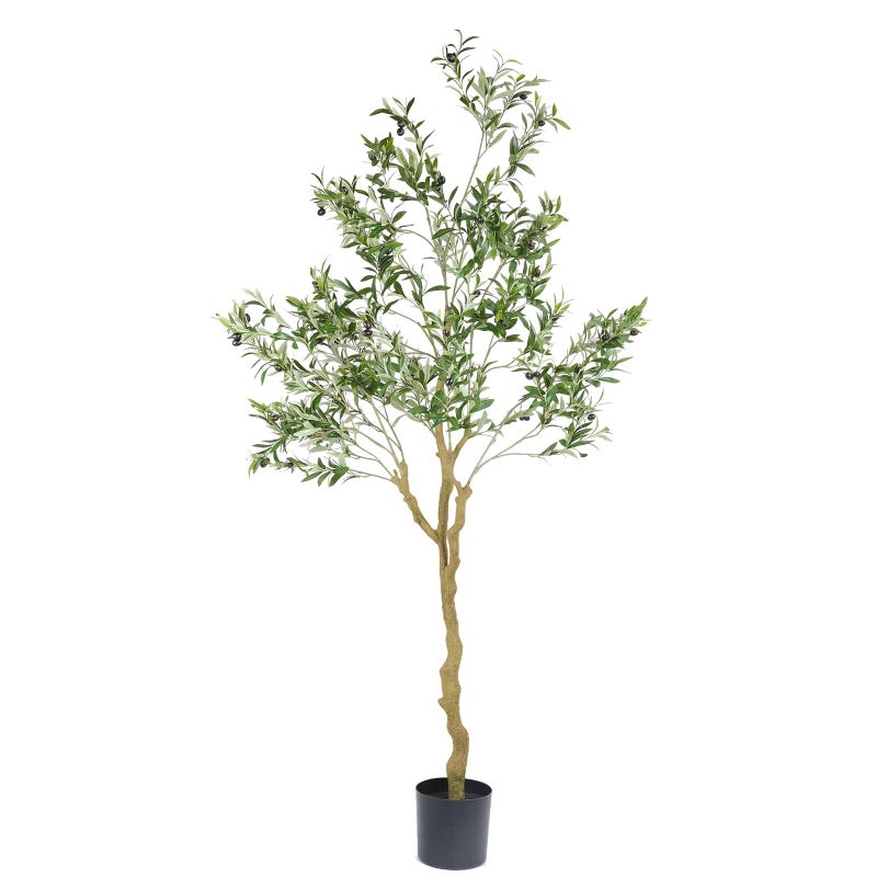 Nafresh Tall Faux Olive Treeï¼Œ7ftï¼ˆ84inï¼‰ Realistic Potted Silk Artificial Indoor with Green Leaves and Big Fruits for Home Office Living Room Bedroom Stairs Foyer Decor. - Image 1