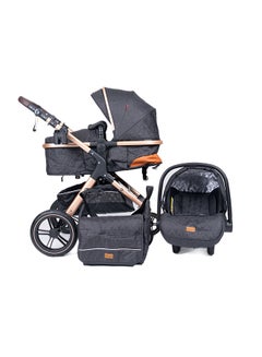 black with baby carrier / car seat
