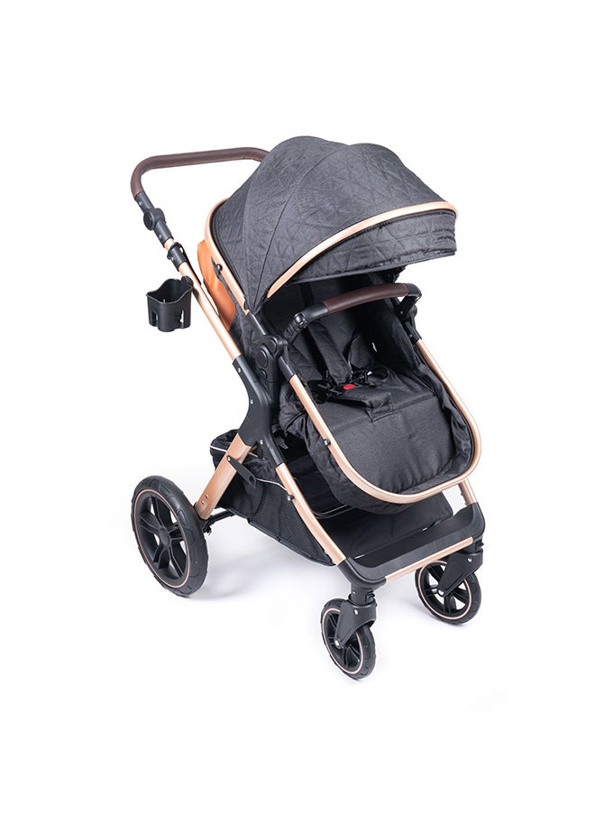 One Fold-To-Half Luxury Pram 3 In 1 With Car Seat - Black - pzsku/ZE28B1C722B3B731AAB20Z/45/_/1694762846/9671e674-ee4d-4afc-a4e7-29c084ac5e97