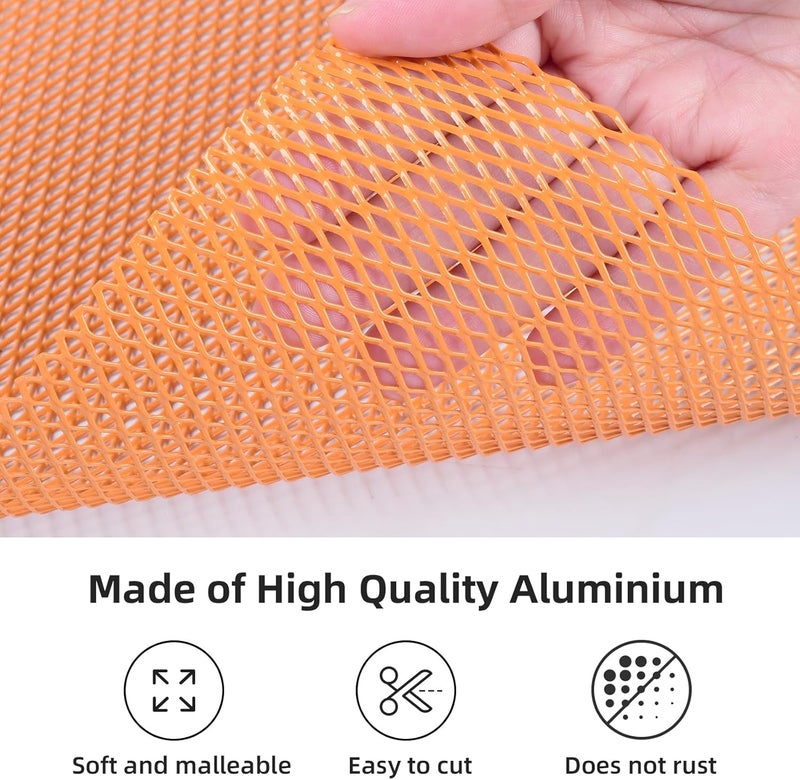 AggAuto Universal 40"x13" Car Grill Mesh - Aluminum Alloy Automotive Grille Insert Bumper Rhombic Hole 4x8mm, One of the Most Multifunctional Shape Grids Orange - Image 3