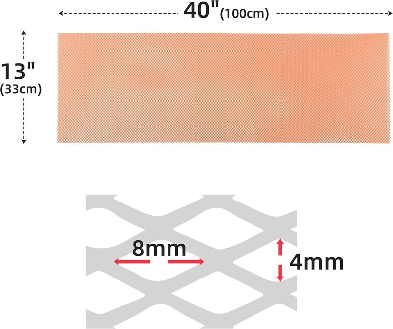 AggAuto Universal 40"x13" Car Grill Mesh - Aluminum Alloy Automotive Grille Insert Bumper Rhombic Hole 4x8mm, One of the Most Multifunctional Shape Grids Orange - Image 2