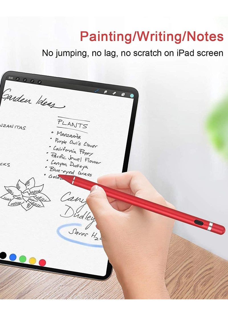 ELTRAZONE Active Stylus Compatible with Apple iPad,Stylus Pens for Touch Screens,Rechargeable Capacitive 1.5mm Fine Point with iPhone iPad and Other Tablets (Red) - Image 3