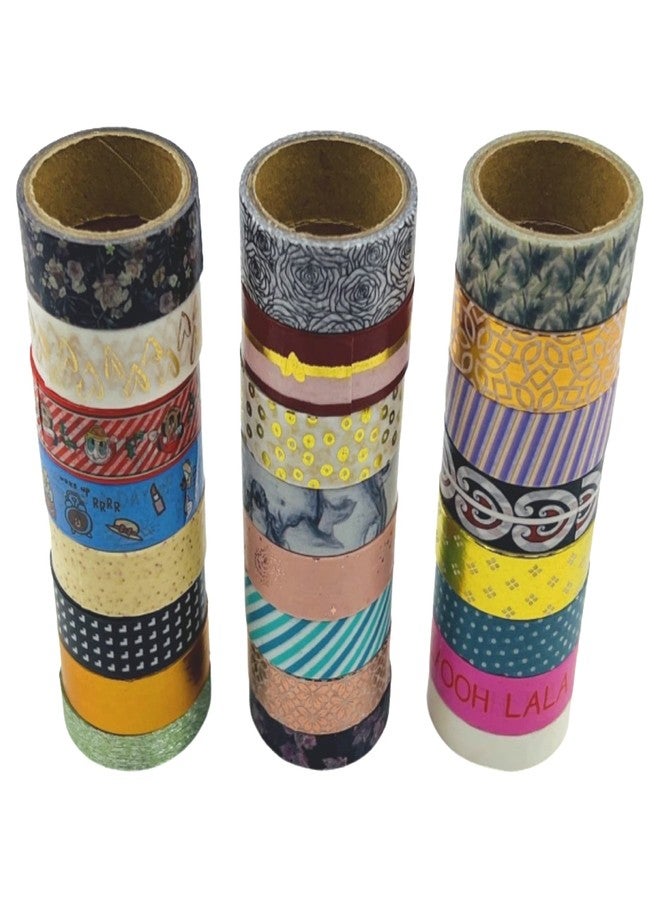 samvardhan 24 Rolls Decorative Floral Japanese Pastel Seasonal Art Holiday Craft Wide Skinny and Thin Scrapbook Washi Tape Set (21 Rolls- 15mm, 3 Rolls-10mm , Version 1) - Image 5
