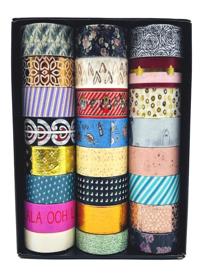 samvardhan 24 Rolls Decorative Floral Japanese Pastel Seasonal Art Holiday Craft Wide Skinny and Thin Scrapbook Washi Tape Set (21 Rolls- 15mm, 3 Rolls-10mm , Version 1) - Image 1