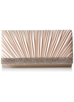 Womens Chloe Satin Clutch Evening Handbag Champagne One Size Us