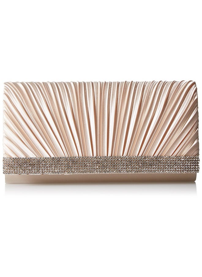 Jessica McClintock - Womens Chloe Satin Clutch Evening Handbag Champagne One Size Us - Image 1