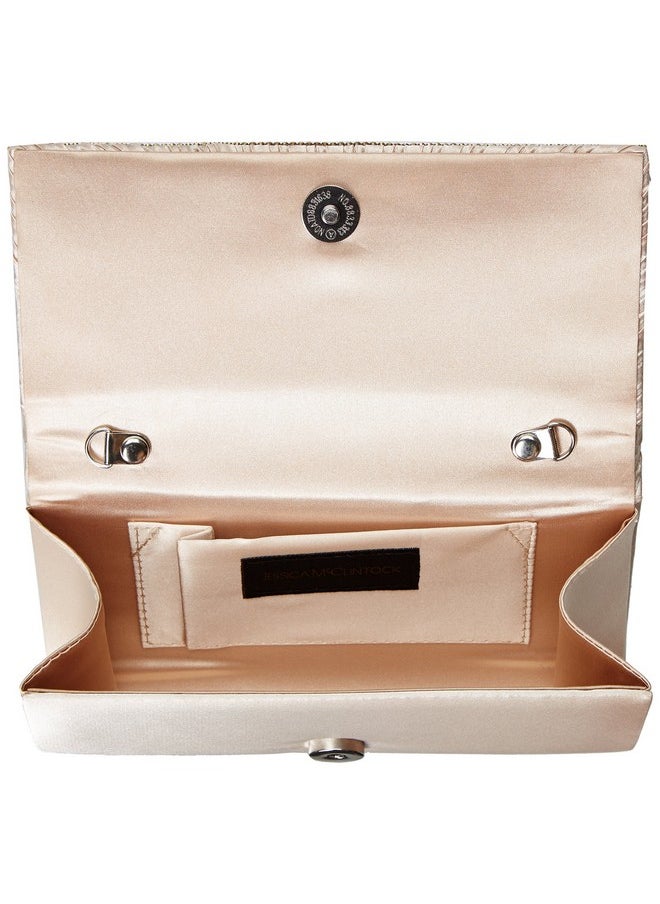Jessica McClintock - Womens Chloe Satin Clutch Evening Handbag Champagne One Size Us - Image 1