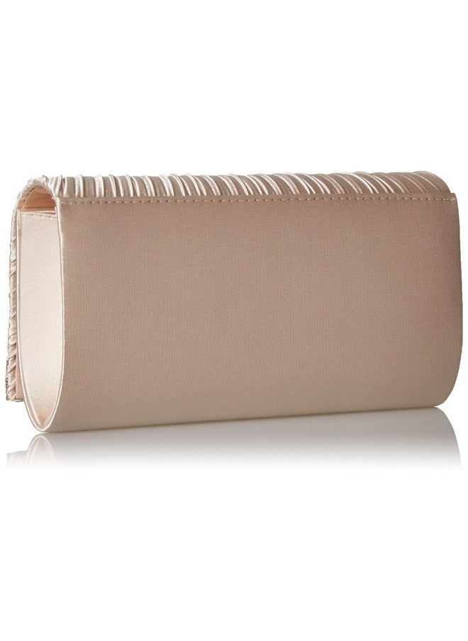 Jessica McClintock - Womens Chloe Satin Clutch Evening Handbag Champagne One Size Us - Image 1