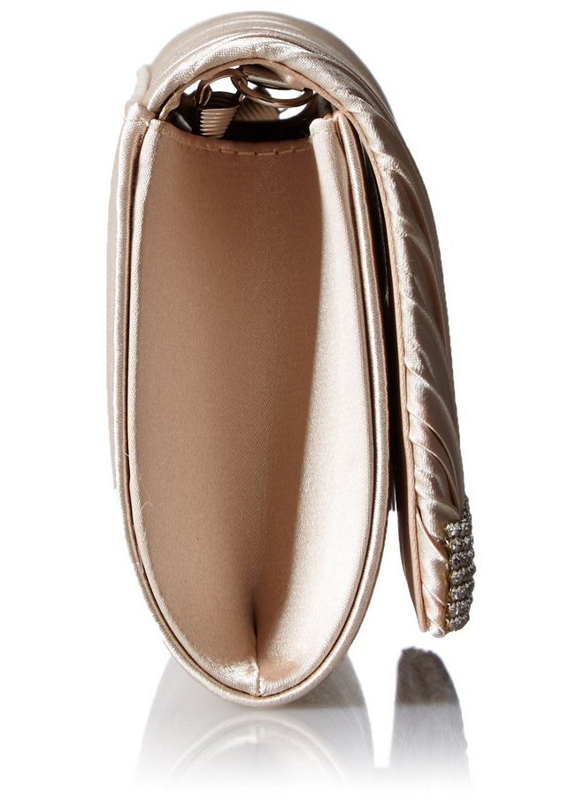 Jessica McClintock - Womens Chloe Satin Clutch Evening Handbag Champagne One Size Us - Image 1