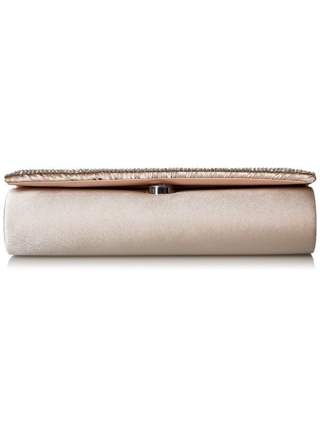 Jessica McClintock - Womens Chloe Satin Clutch Evening Handbag Champagne One Size Us - Image 1