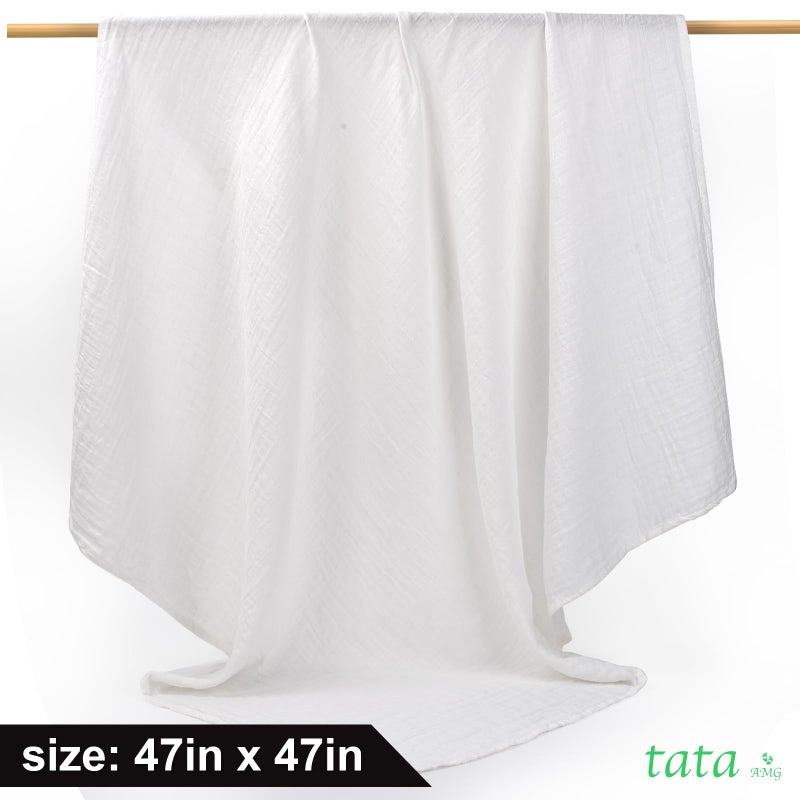 TATA AMG ® Muslin Baby Blankets | Swaddle for Newborns | 100% Organic Cotton Gauze Receiving Blanket Soft, Silky & Breathable for Girls & Neutral Gender | Baby Essentials | 47 x 47 inches - Image 5