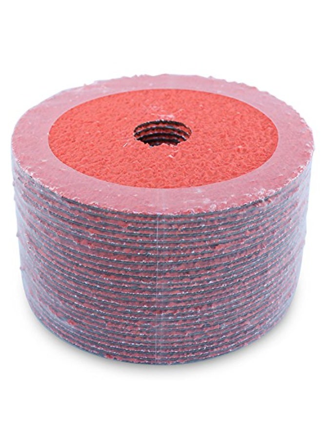 BHA Ceramic Resin Fiber Sanding and Grinding Discs, 4.5” x 7/8”, 24 Grit - 25 Pack - Image 1